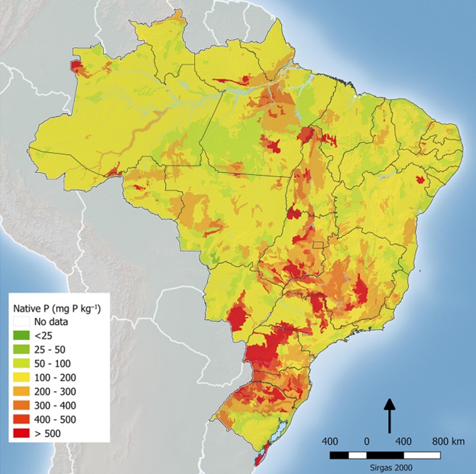 mapa de fósforo no solo