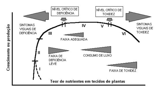 teor de nutrientes em tecidos de plantas