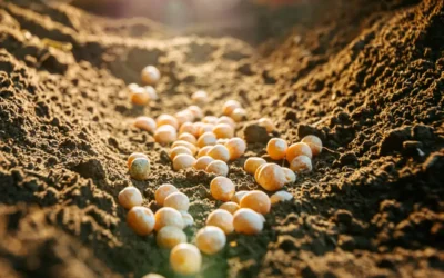 Plantação de soja recebendo o adubo npk