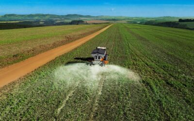 aplicação de gesso agrícola no campo