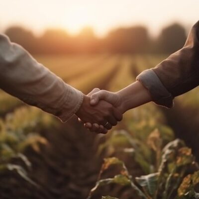 Barter homens do campo fechando negócio dando as mãos